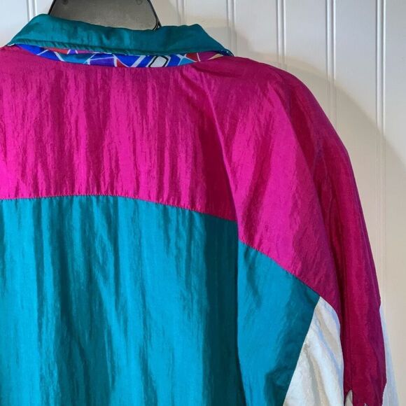 VTG 90s Windbreaker Jacket Geometric Colorblock Womens XLarge Full Zip Sunterra - Picture 9 of 11